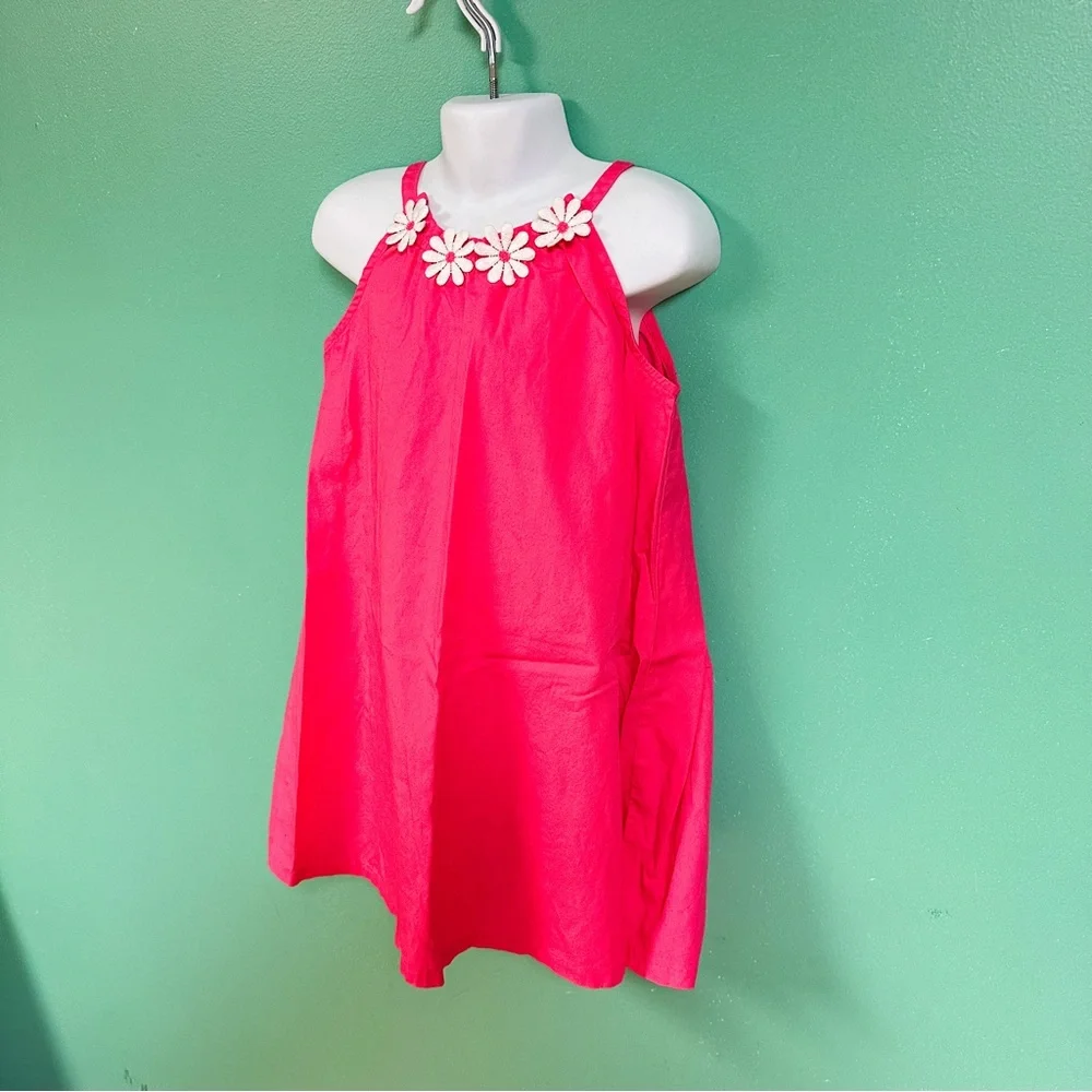 Gymboree Pink & White Daisy Neckline Summer Dress Girls Size 5